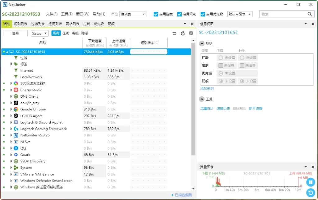 NetLimiter v5.3.26.0中文版：网络流量控制与监控工具-安忆小屋